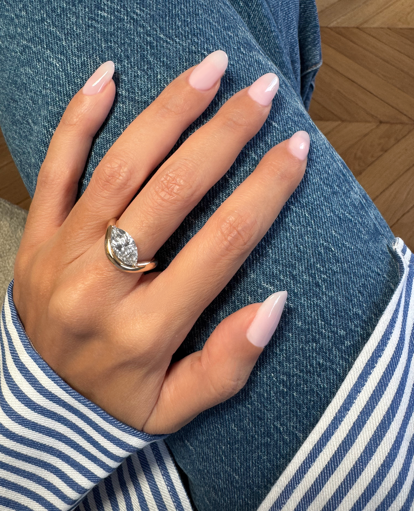 pers-e-paris-bague-wave-marquise-or-9-18-carats-diamant-de-laboratoire image 2