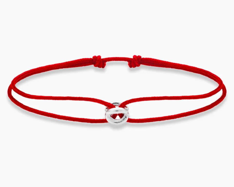 le-gramme-bracelet-cordon-entrelacs-rouge-le-1g-argent image 1