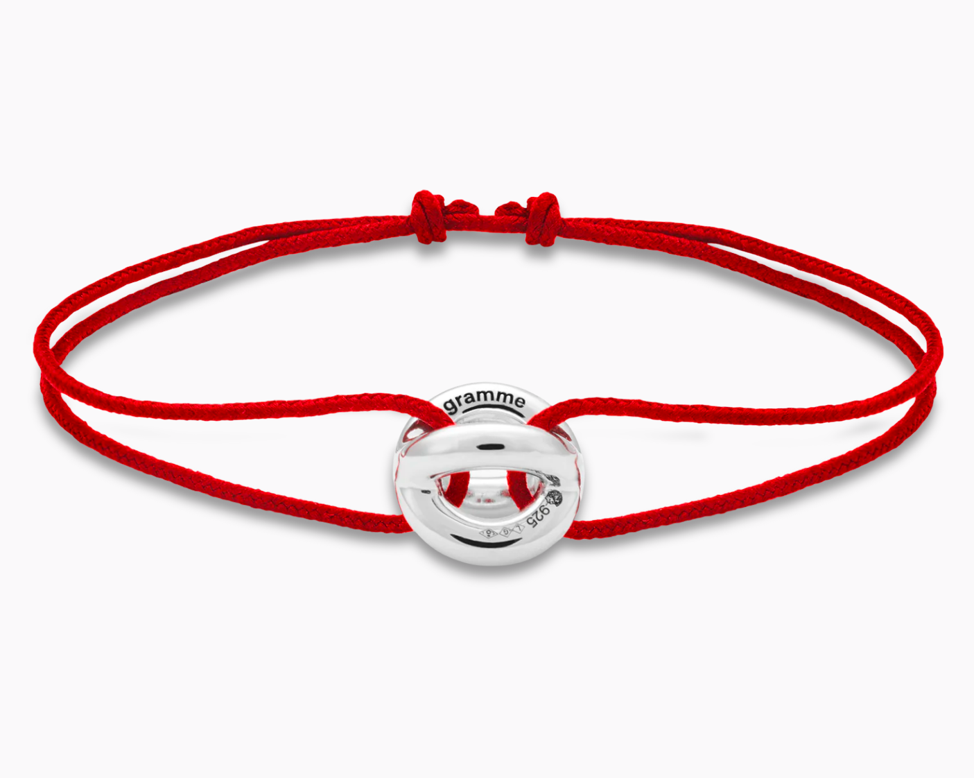 le-gramme-bracelet-cordon-entrelacs-rouge-le-3g-argent image 1