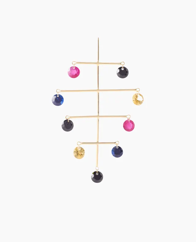 pers-e-paris-boucle-d-oreille-mobile-9-pierres-or-18-carats image 1