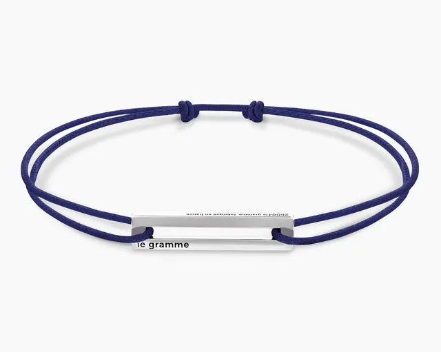 le-gramme-bracelet-cordon-bleu-marine-perfor-le-1-7g-argent image 1