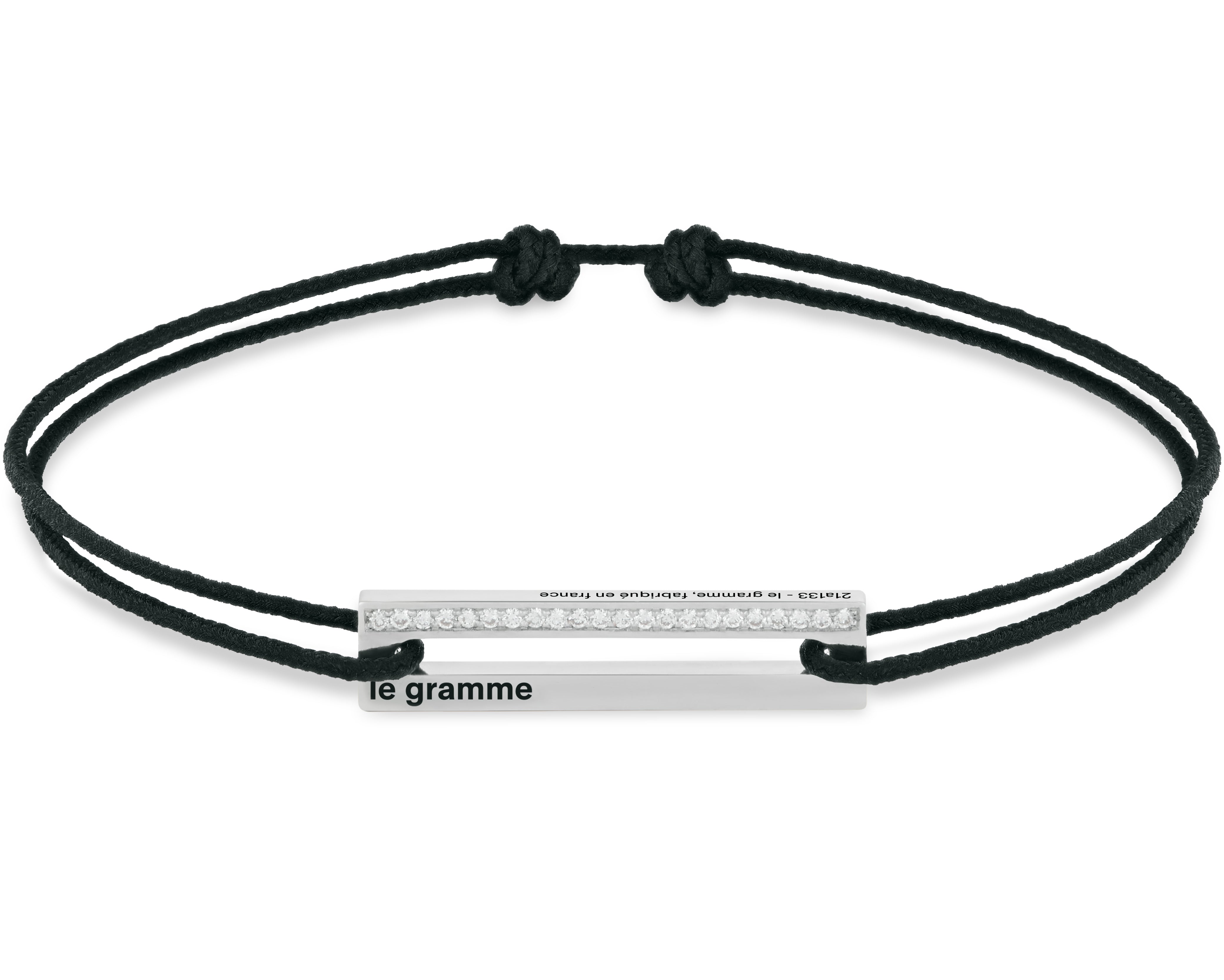 le-gramme-bracelet-cordon-noir-perfor-le-1-7g-serti-diamants image 1
