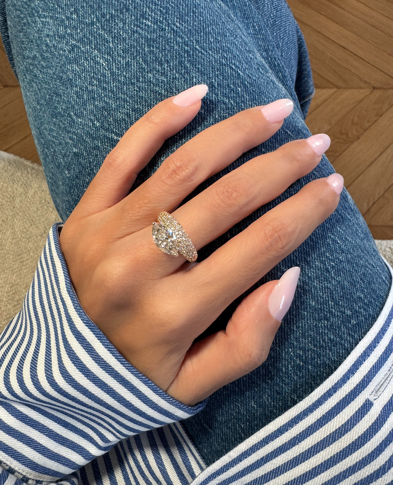 pers-e-paris-bague-d-me-marquise-pav-e-bague-or-9-18-carats-et-diamants-laborato image 5
