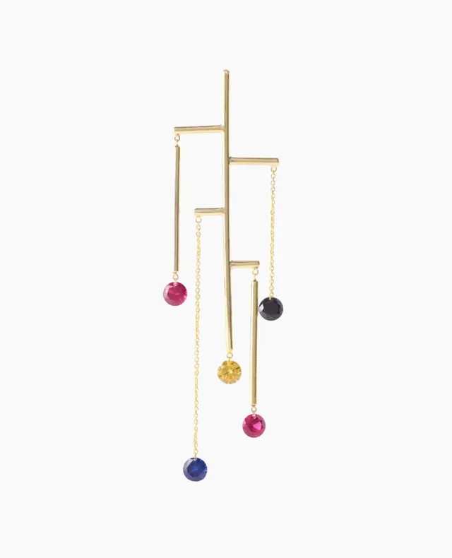 pers-e-paris-boucle-d-oreille-mobile-h-5-pierres-or-18-carats image 1