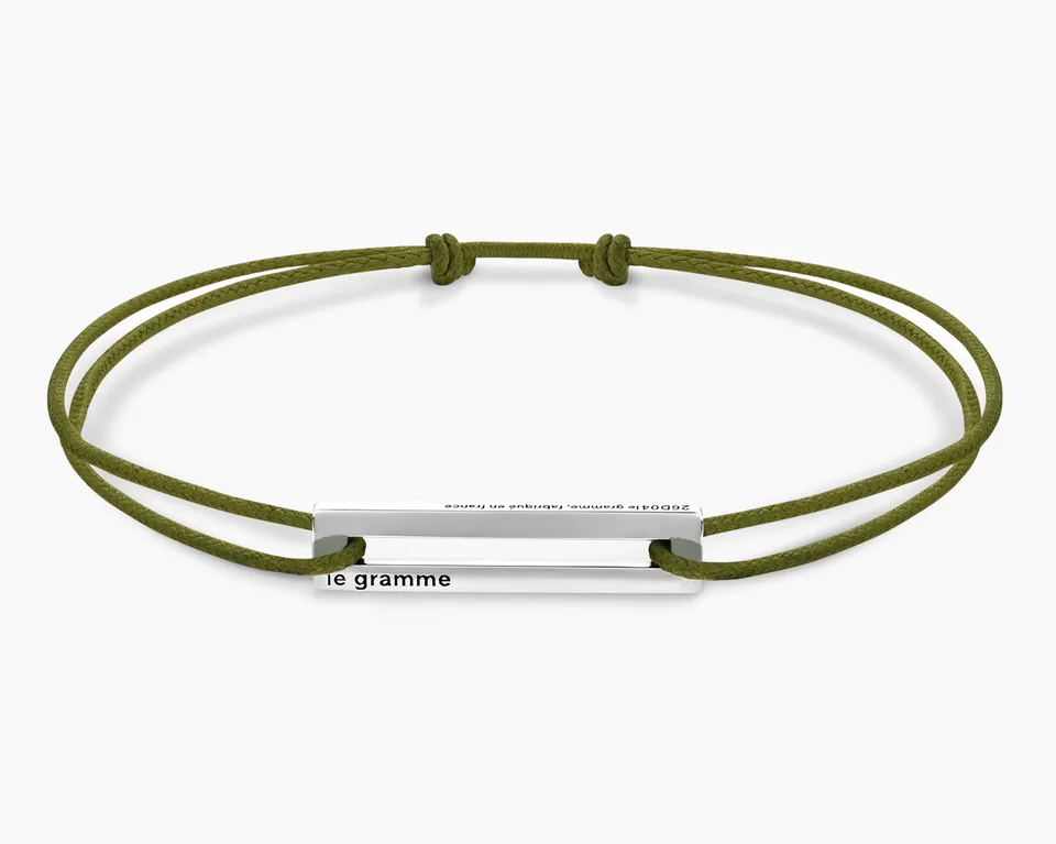 le-gramme-cordon-le-1-7g-bracelet-cordon-kaki-perfor-argent image 1