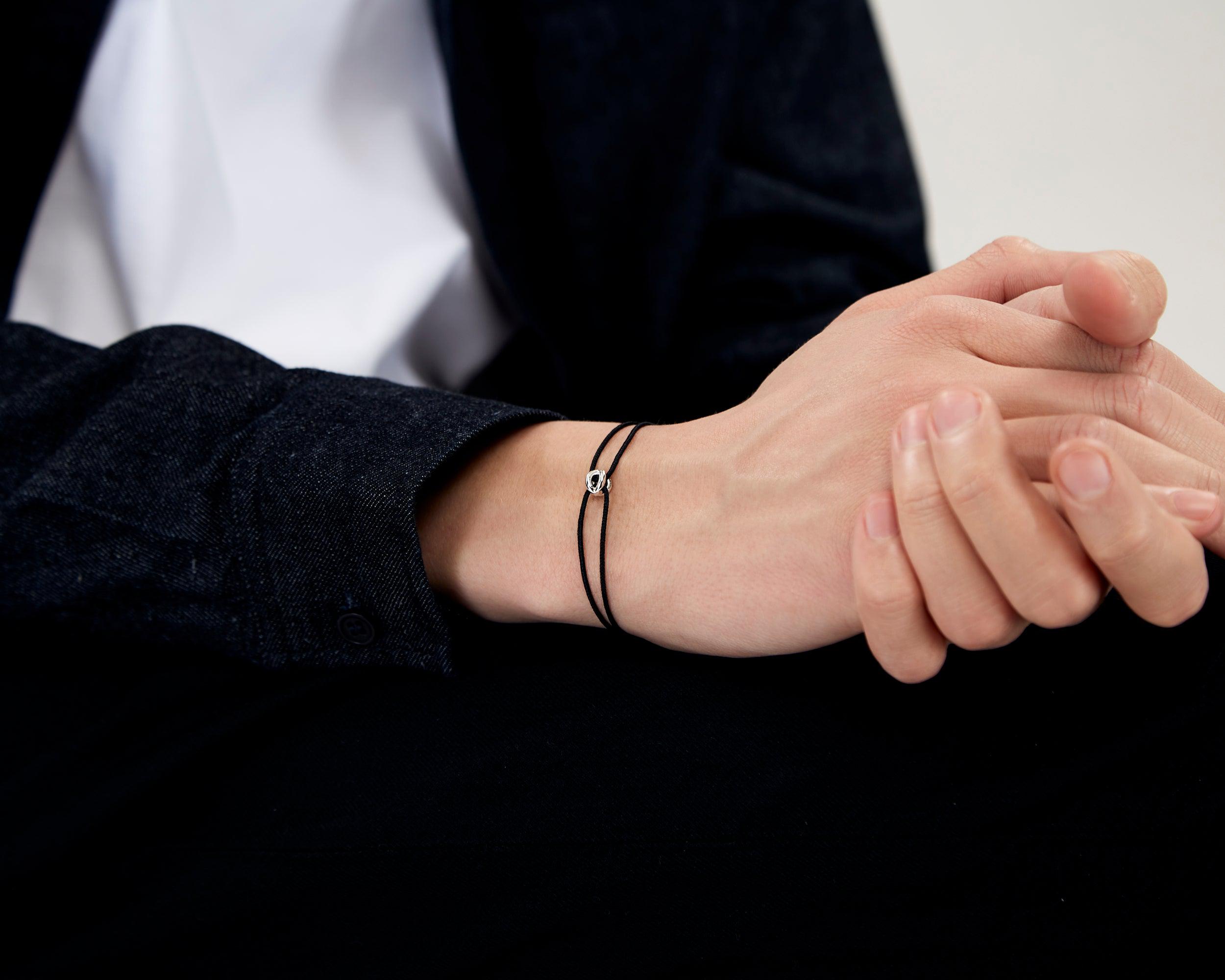le-gramme-bracelet-cordon-entrelacs-noir-le-1g-argent image 4