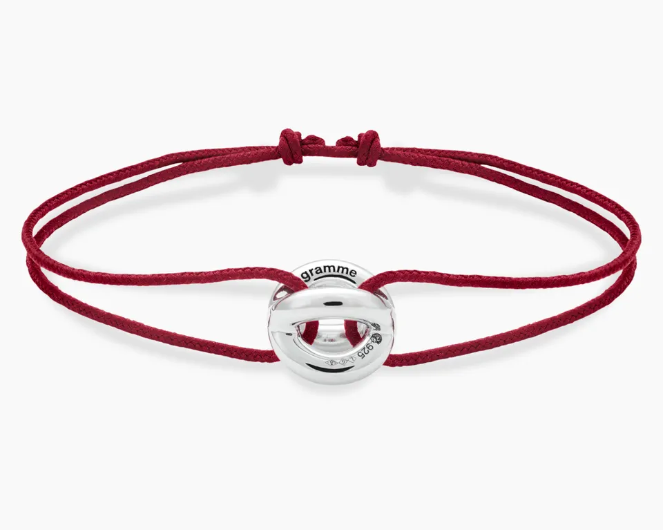 le-gramme-bracelet-cordon-entrelacs-bordeaux-le-3g-argent-925-femme image 1