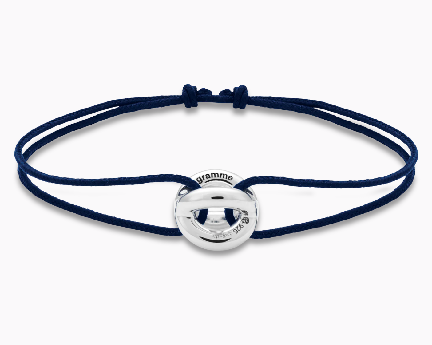 le-gramme-bracelet-cordon-entrelacs-bleu-marine-le-3g-argent image 1
