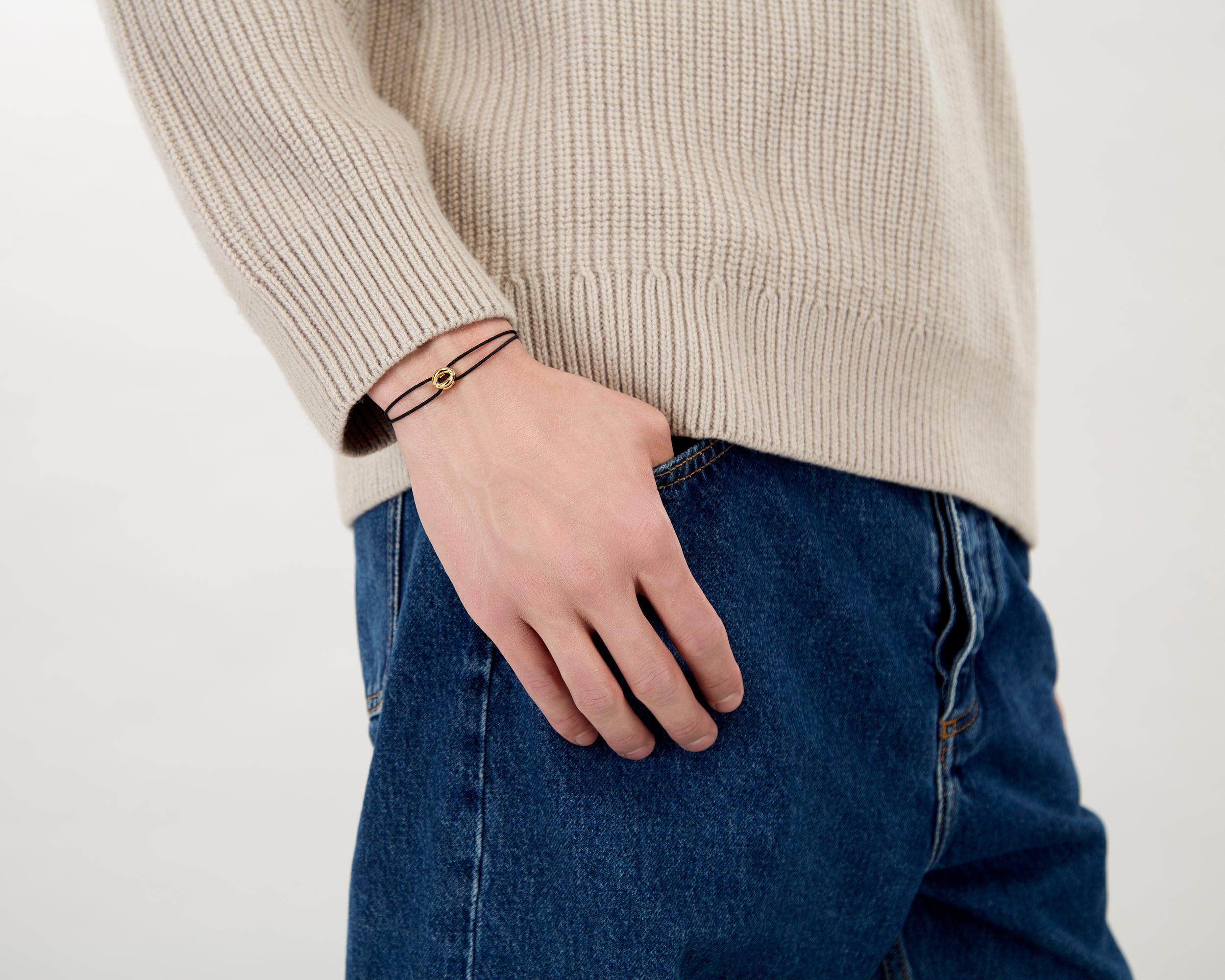 le-gramme-bracelet-cordon-entrelacs-noir-le-3g-or-jaune-750 image 4