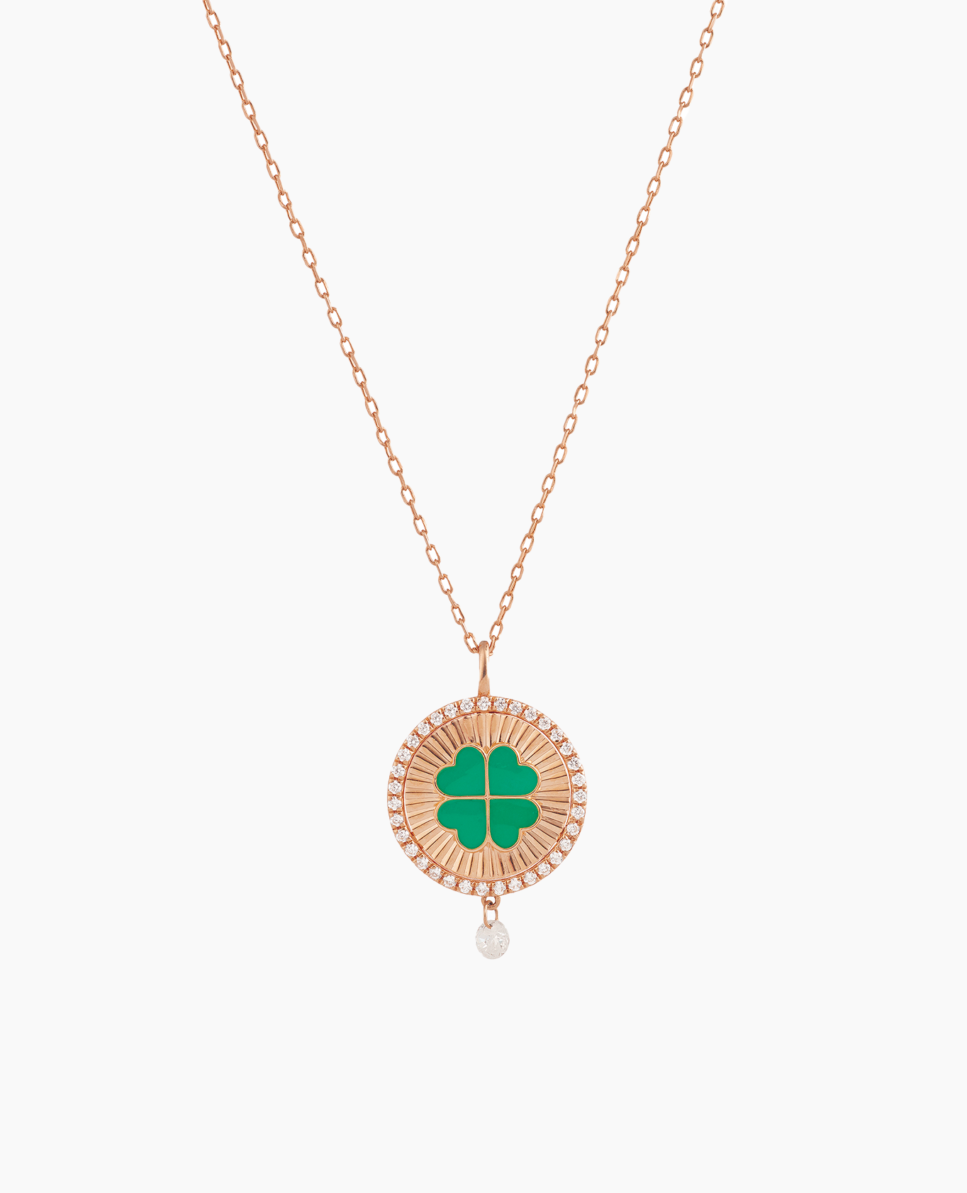 pers-e-paris-celeste-collier-porte-bonheur-tr-fle-vert-or-18-carats-diamant image 4