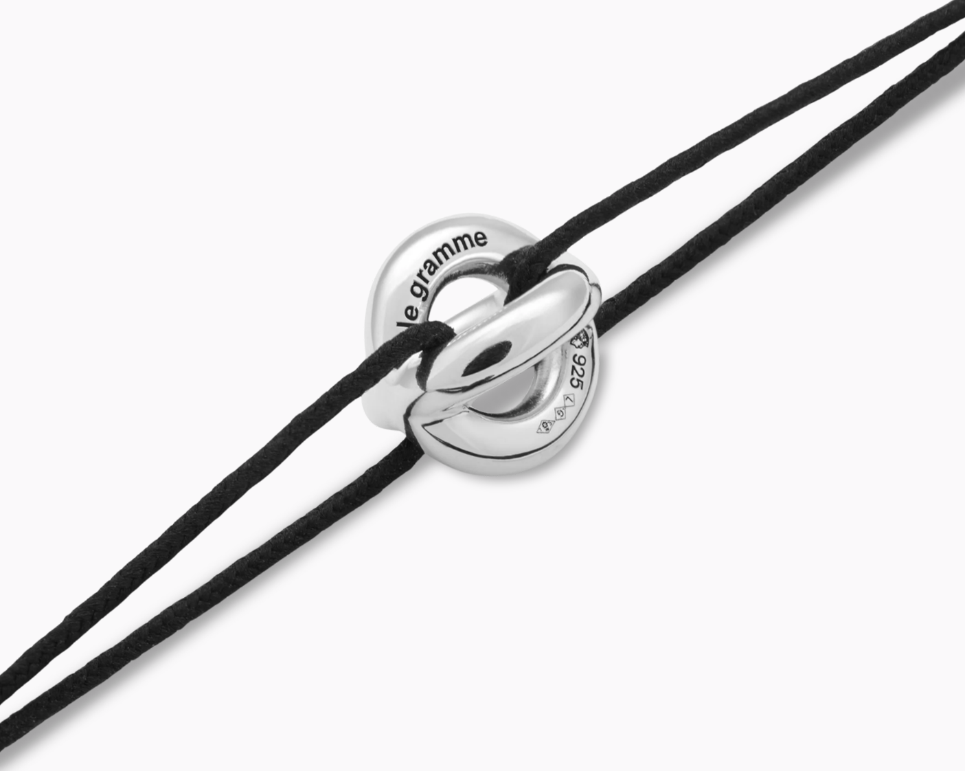le-gramme-bracelet-cordon-entrelacs-noir-le-3g-argent image 3
