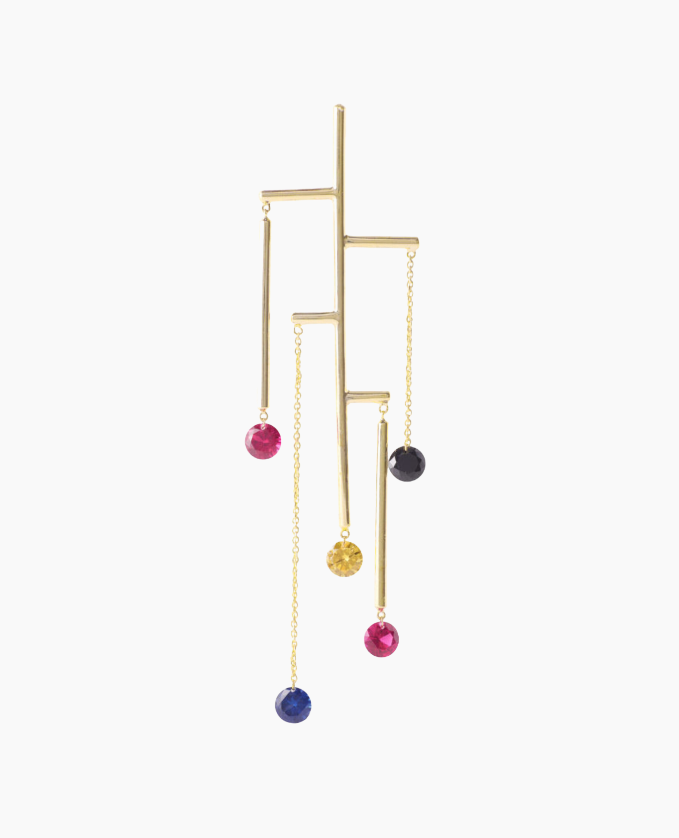 pers-e-paris-boucle-d-oreille-mobile-h-5-pierres-or-18-carats image 1