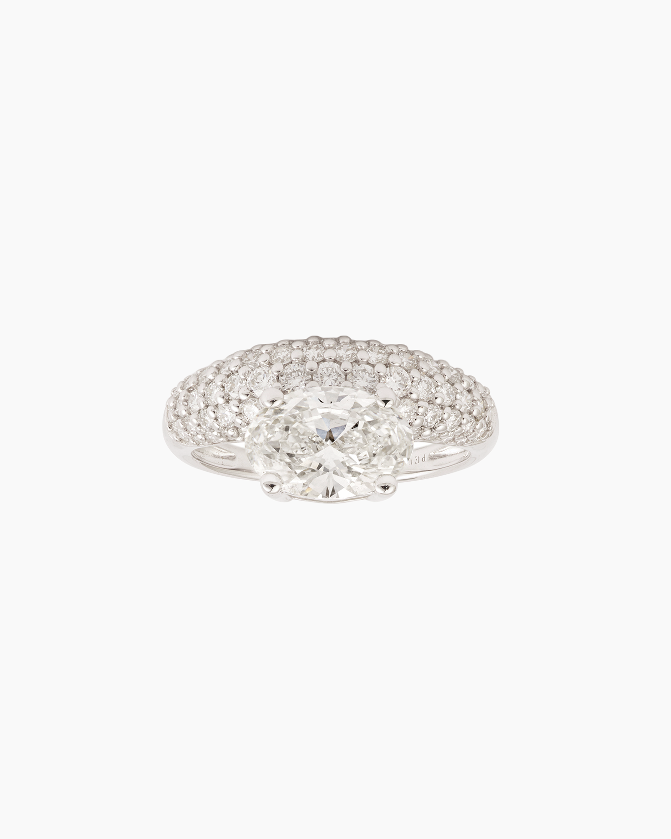 pers-e-paris-bague-dome-oval-pav-e-or-9-carats-et-diamants-de-laboratoire-2-cara image 1