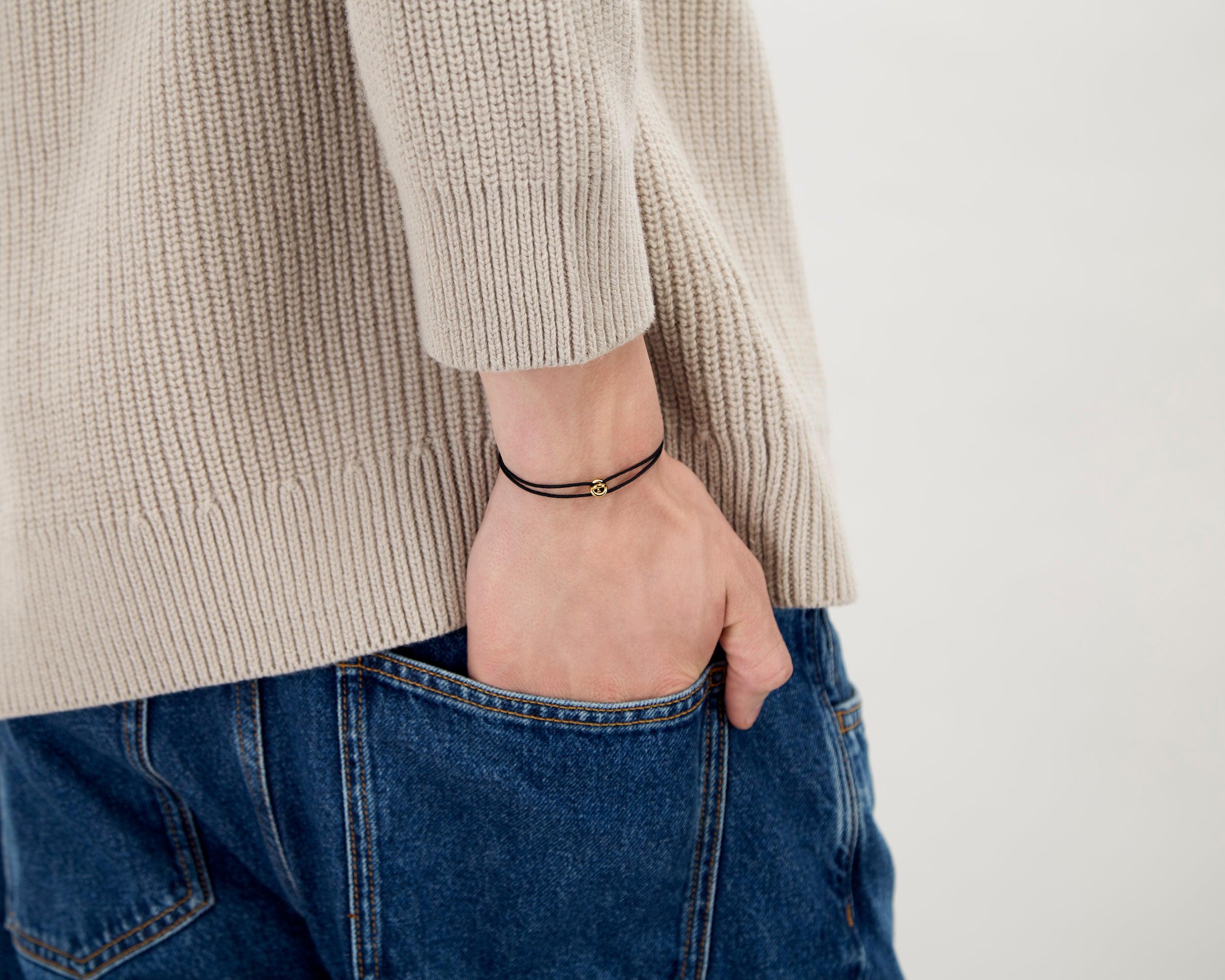 le-gramme-bracelet-cordon-entrelacs-noir-le-1g-or-jaune-750 image 4