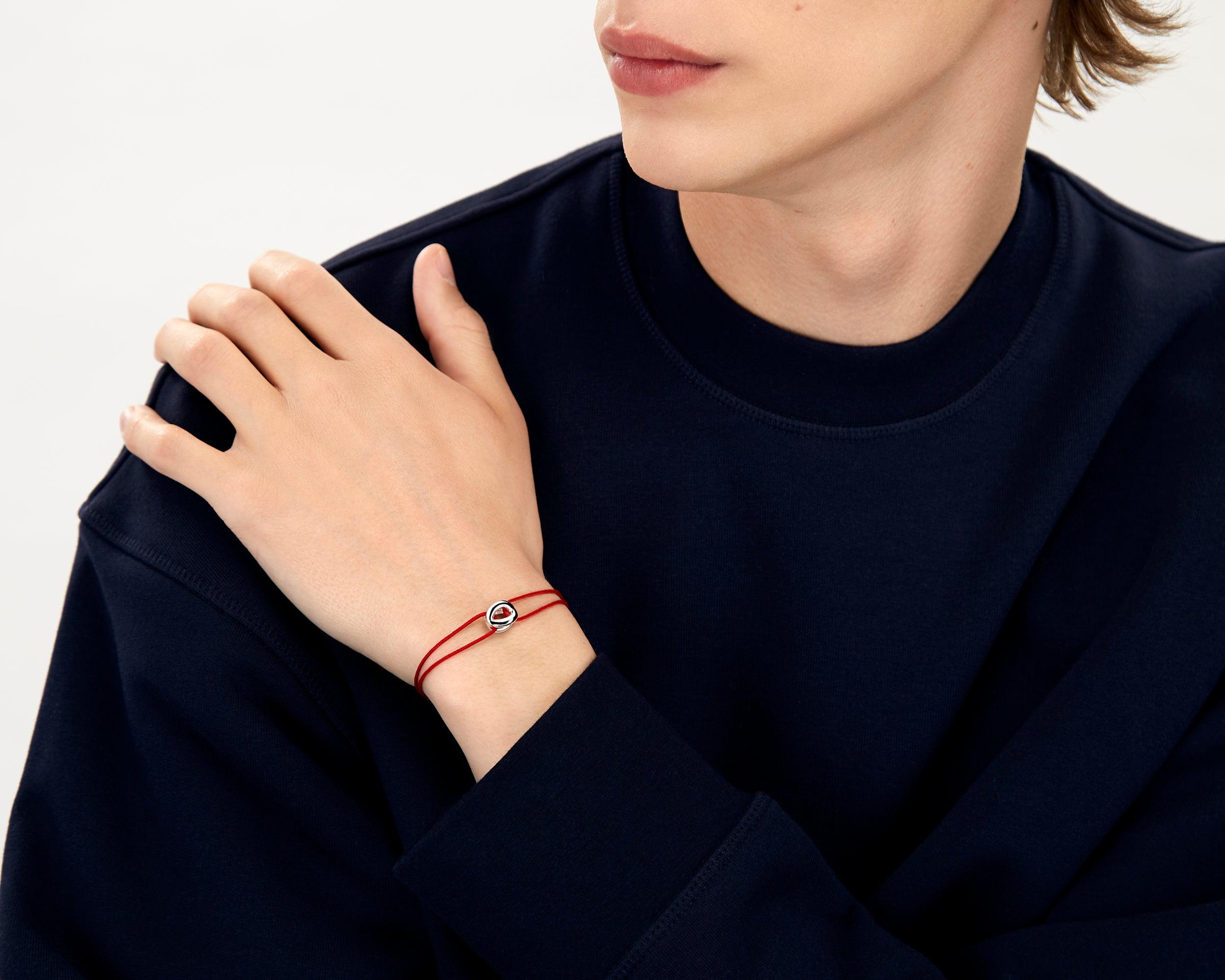 le-gramme-bracelet-cordon-entrelacs-rouge-le-3g-argent image 4