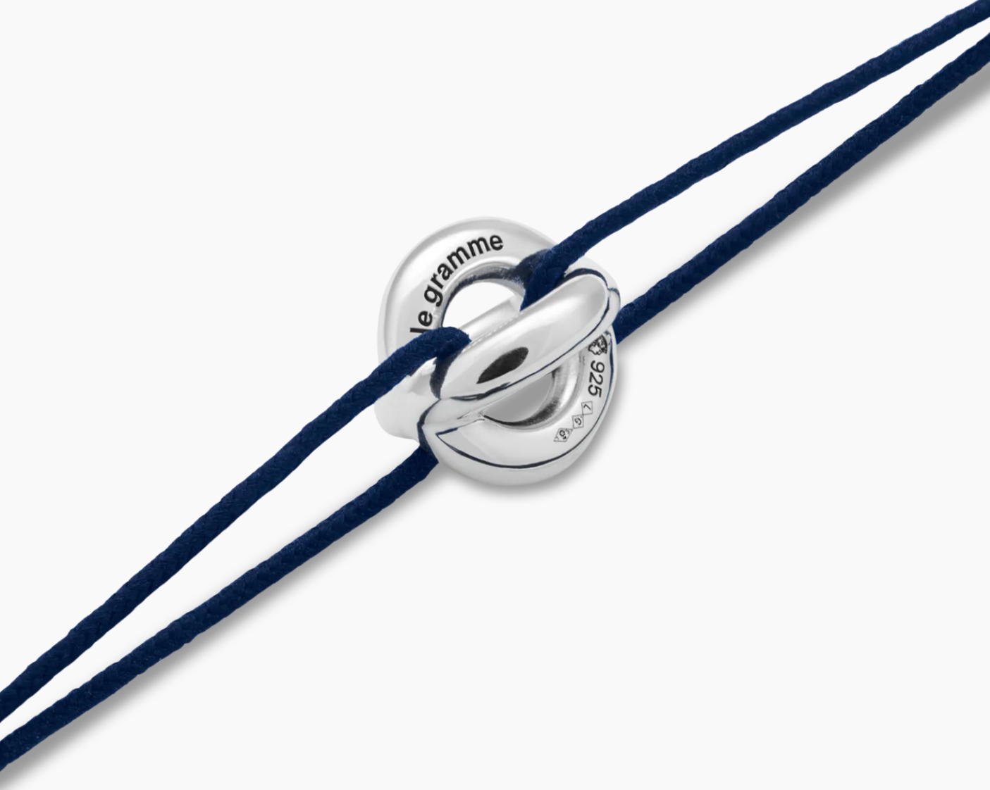 le-gramme-bracelet-cordon-entrelacs-bleu-marine-le-3g-argent image 3