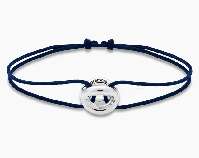 le-gramme-bracelet-cordon-entrelacs-bleu-marine-le-3g-argent image 1