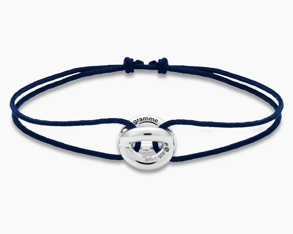 le-gramme-bracelet-cordon-entrelacs-bleu-marine-le-3g-argent image 1