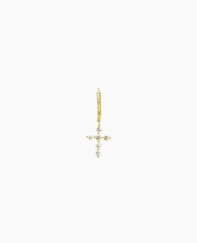 pers-e-paris-piercing-croix-pav-e-mini-boucle-d-oreille-or-18-carats-diamant image 1