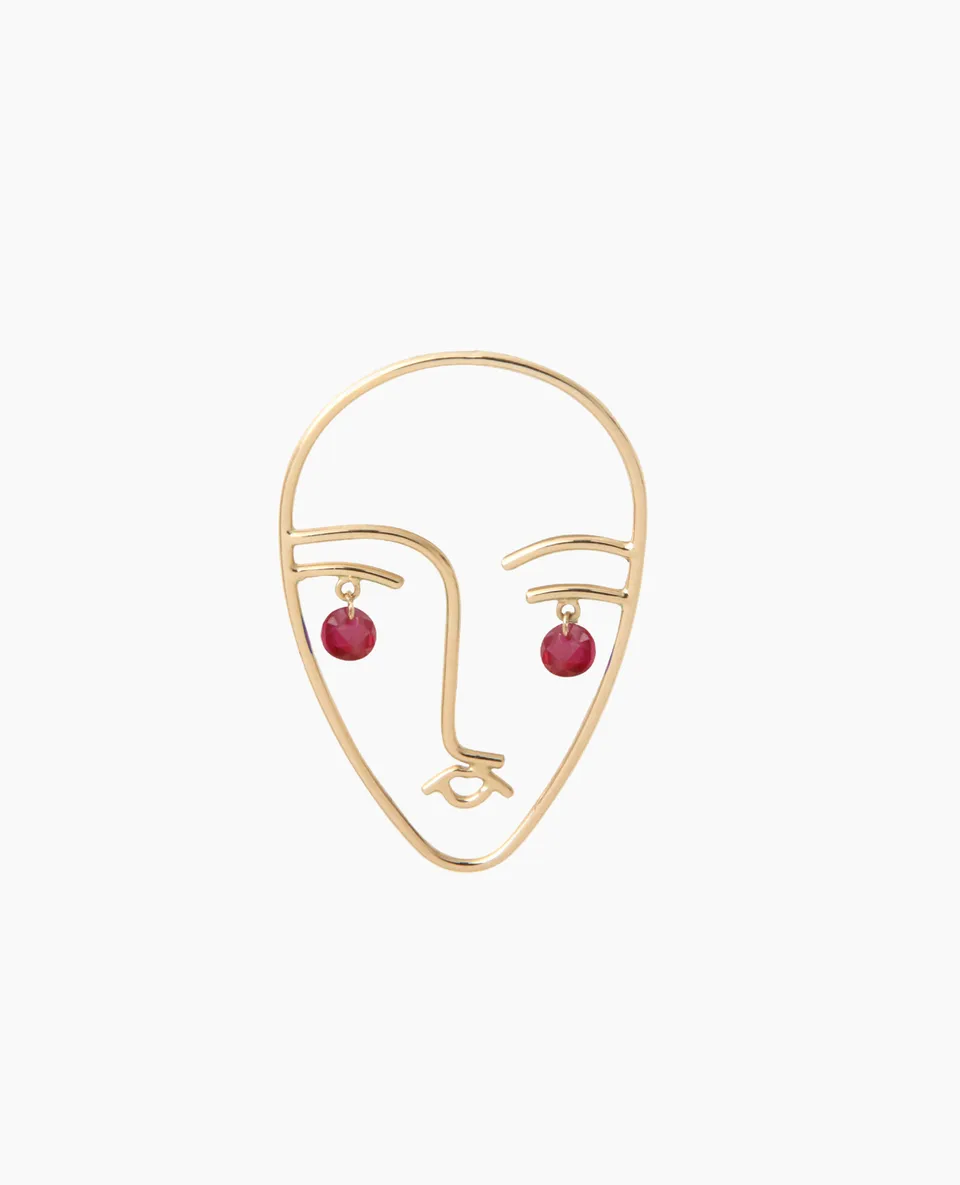 pers-e-paris-faces-matisse-boucle-d-oreille-ruby-or-18-carats image 1