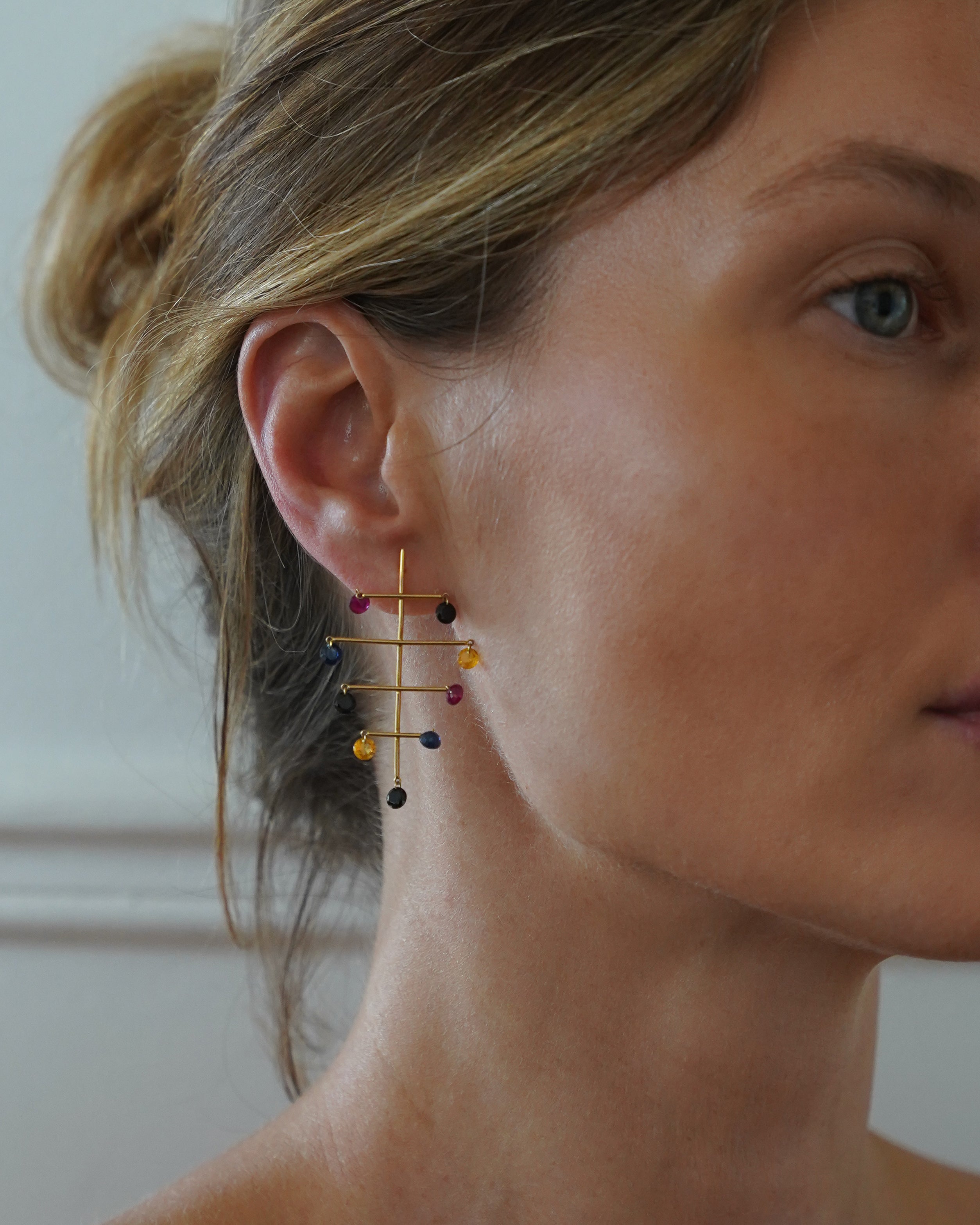 pers-e-paris-boucle-d-oreille-mobile-9-pierres-or-18-carats image 2