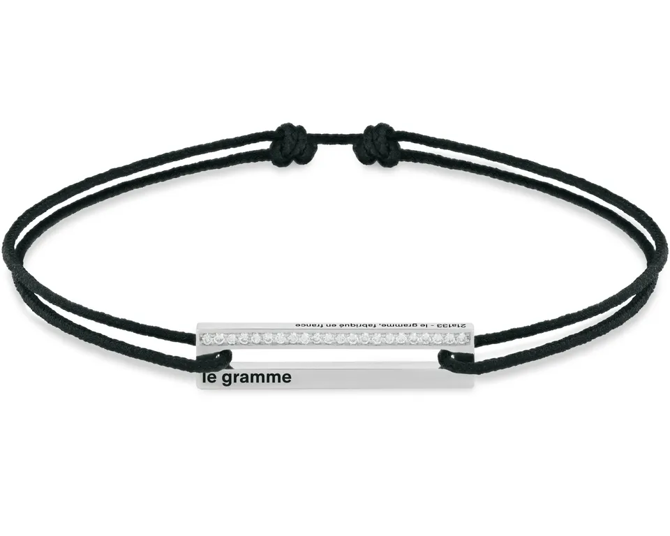 le-gramme-bracelet-cordon-noir-perfor-le-1-7g-serti-diamants image 1