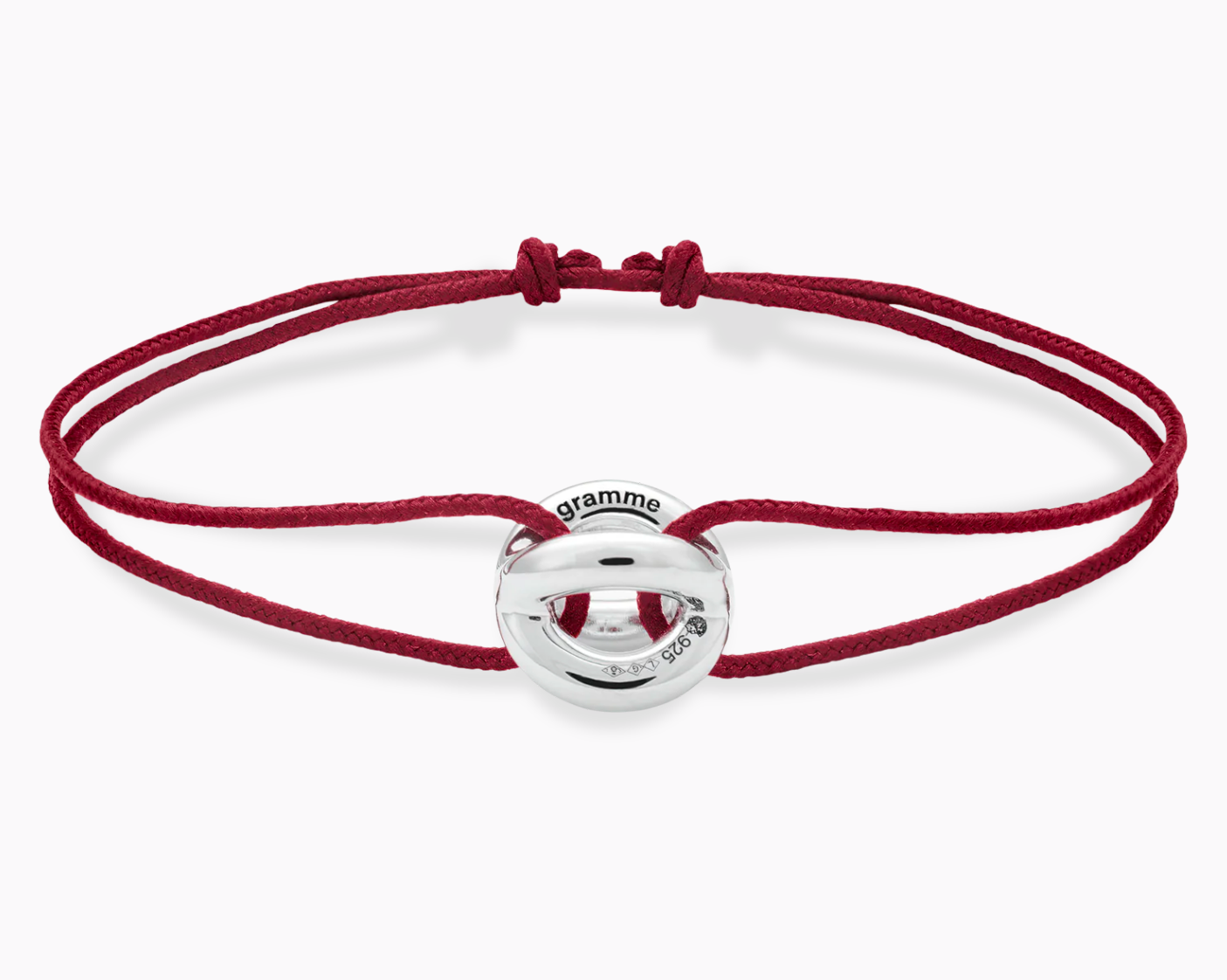 le-gramme-bracelet-cordon-entrelacs-bordeaux-le-3g-argent-925-femme image 1