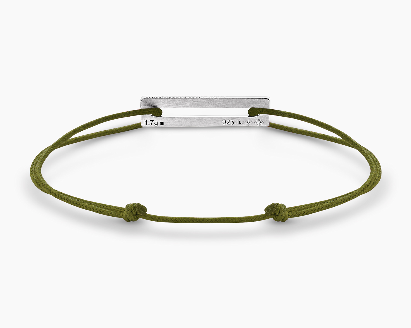 le-gramme-cordon-le-1-7g-bracelet-cordon-kaki-perfor-argent image 2