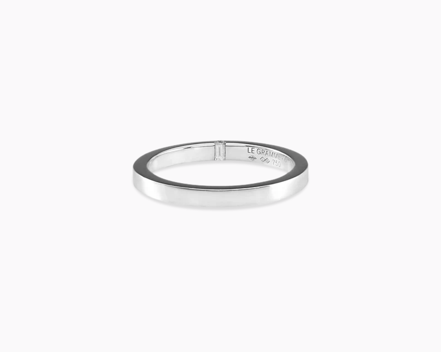 le-gramme-bague-ruban-2mm-la-5g-sertie-diamant-argent-poli image 1
