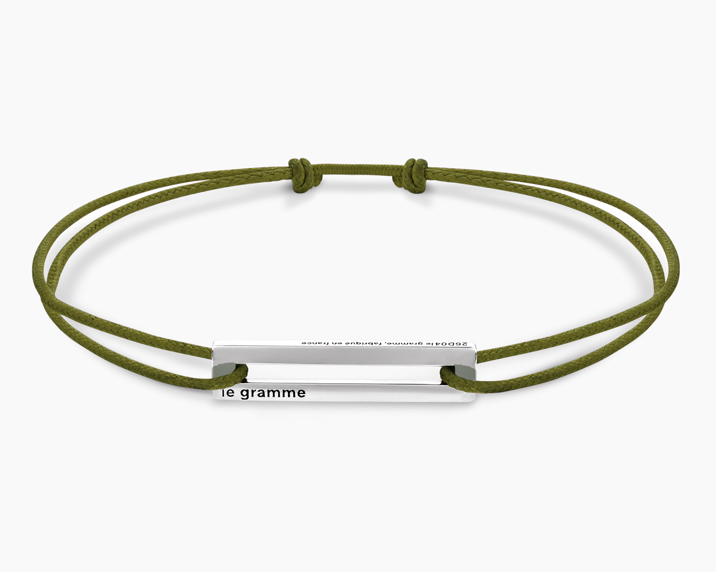 le-gramme-cordon-le-1-7g-bracelet-cordon-kaki-perfor-argent image 1