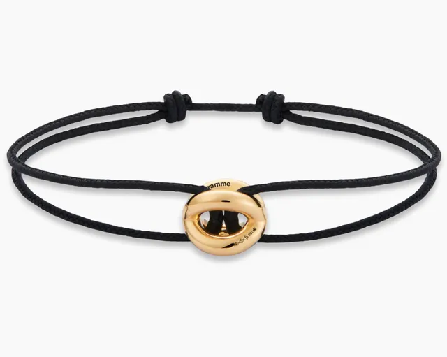 le-gramme-bracelet-cordon-entrelacs-noir-le-3g-or-jaune-750 image 1