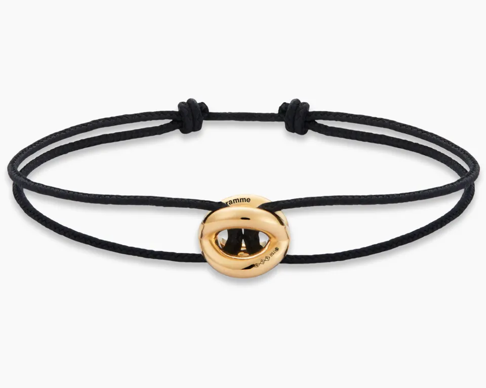 le-gramme-bracelet-cordon-entrelacs-noir-le-3g-or-jaune-750 image 1