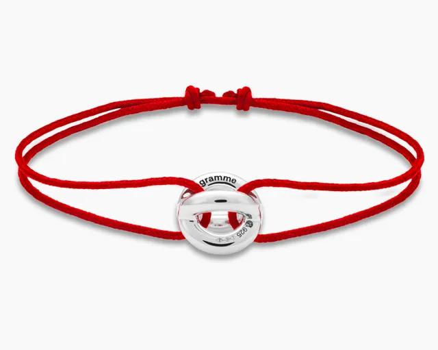 le-gramme-bracelet-cordon-entrelacs-rouge-le-3g-argent image 1