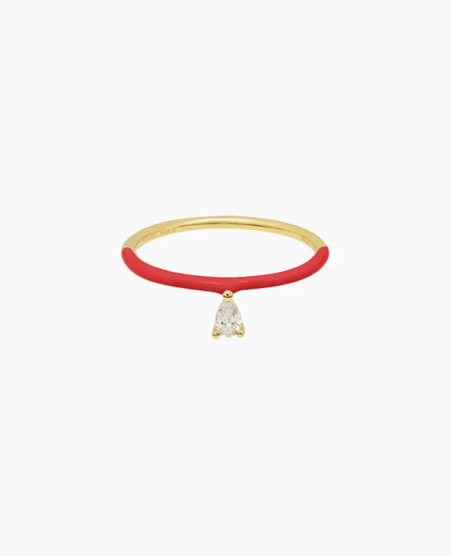 pers-e-paris-bague-enamel-rouge-diamant-poire-or-18-carats image 1