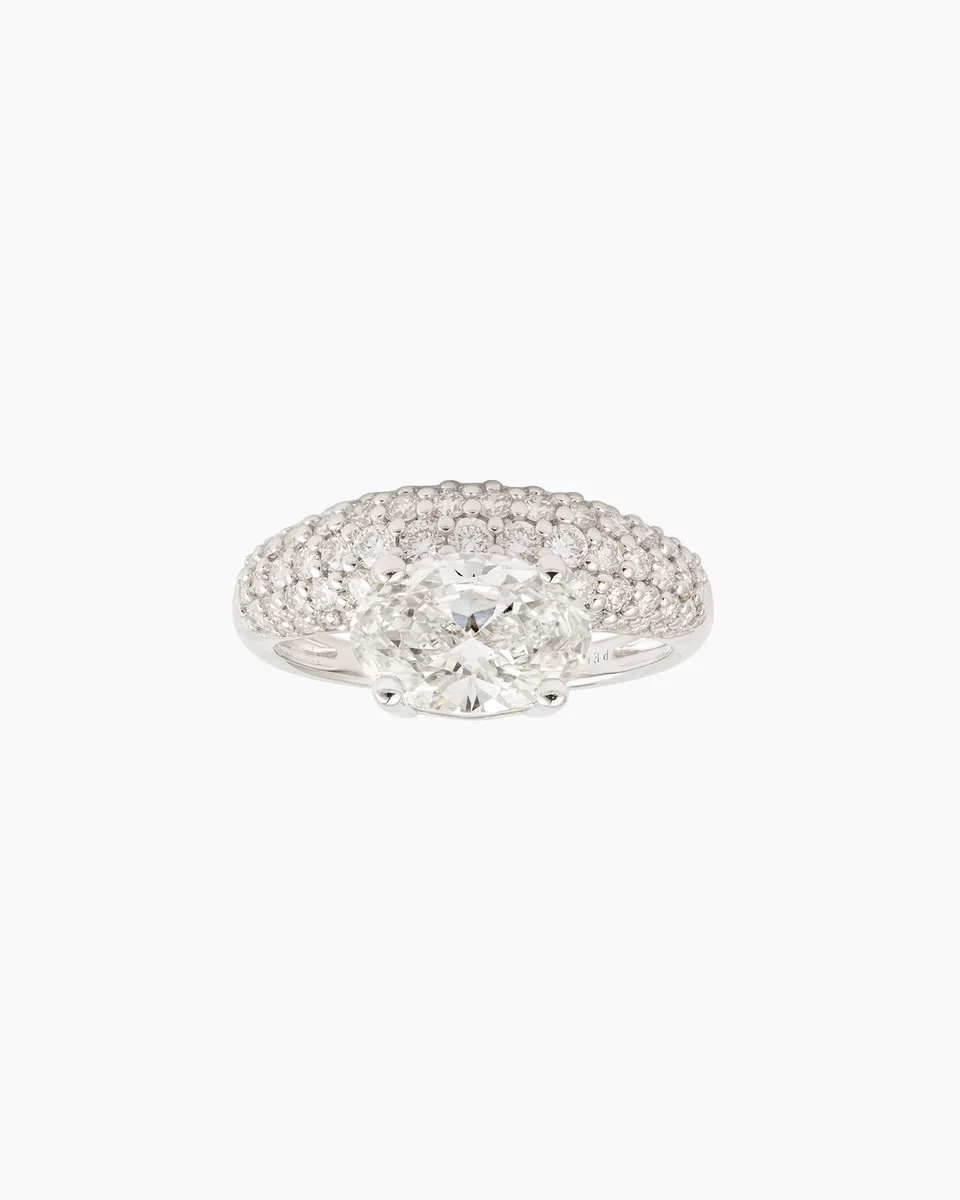 pers-e-paris-bague-dome-oval-pav-e-or-9-carats-et-diamants-de-laboratoire-2-cara image 1