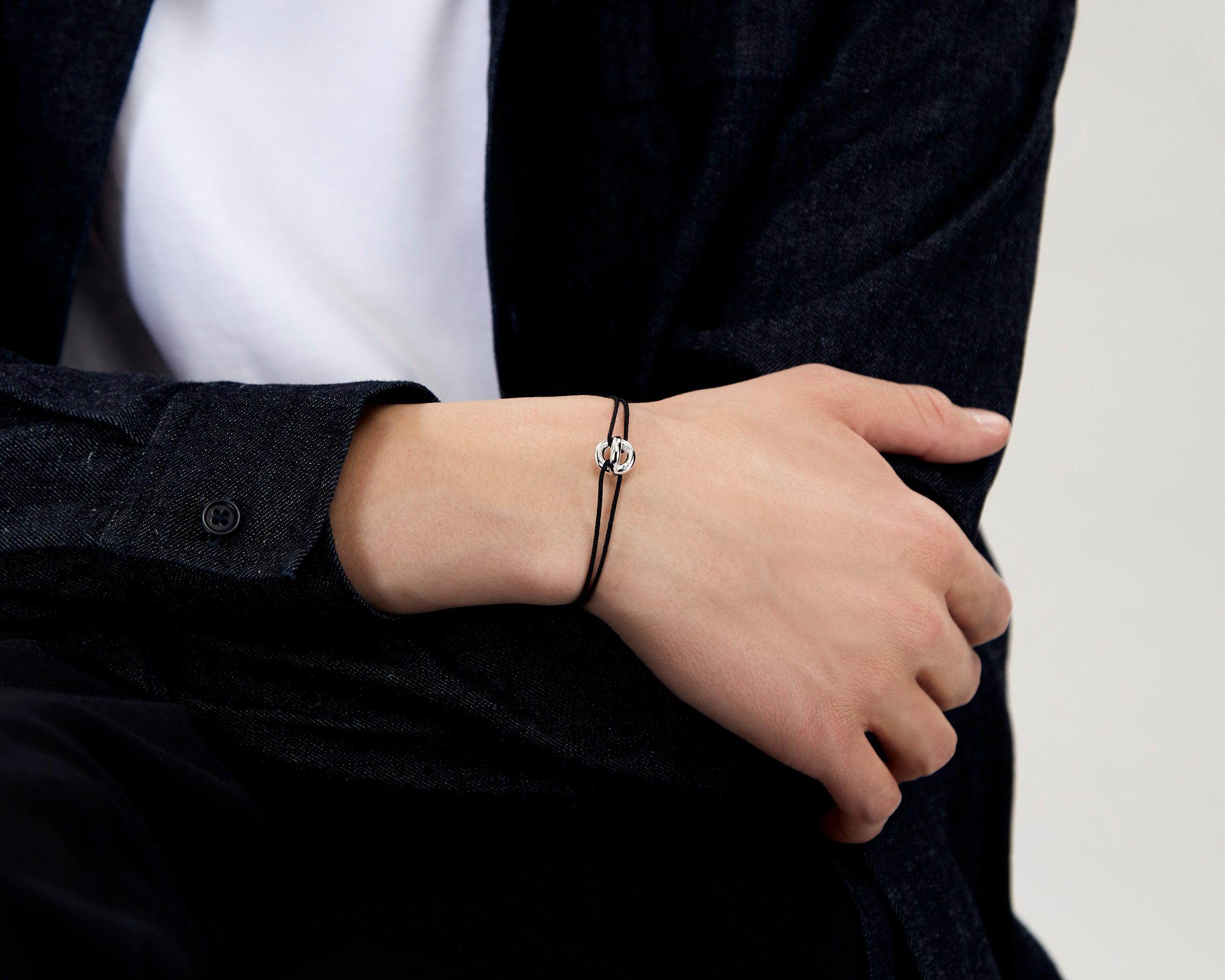 le-gramme-bracelet-cordon-entrelacs-noir-le-3g-argent image 4
