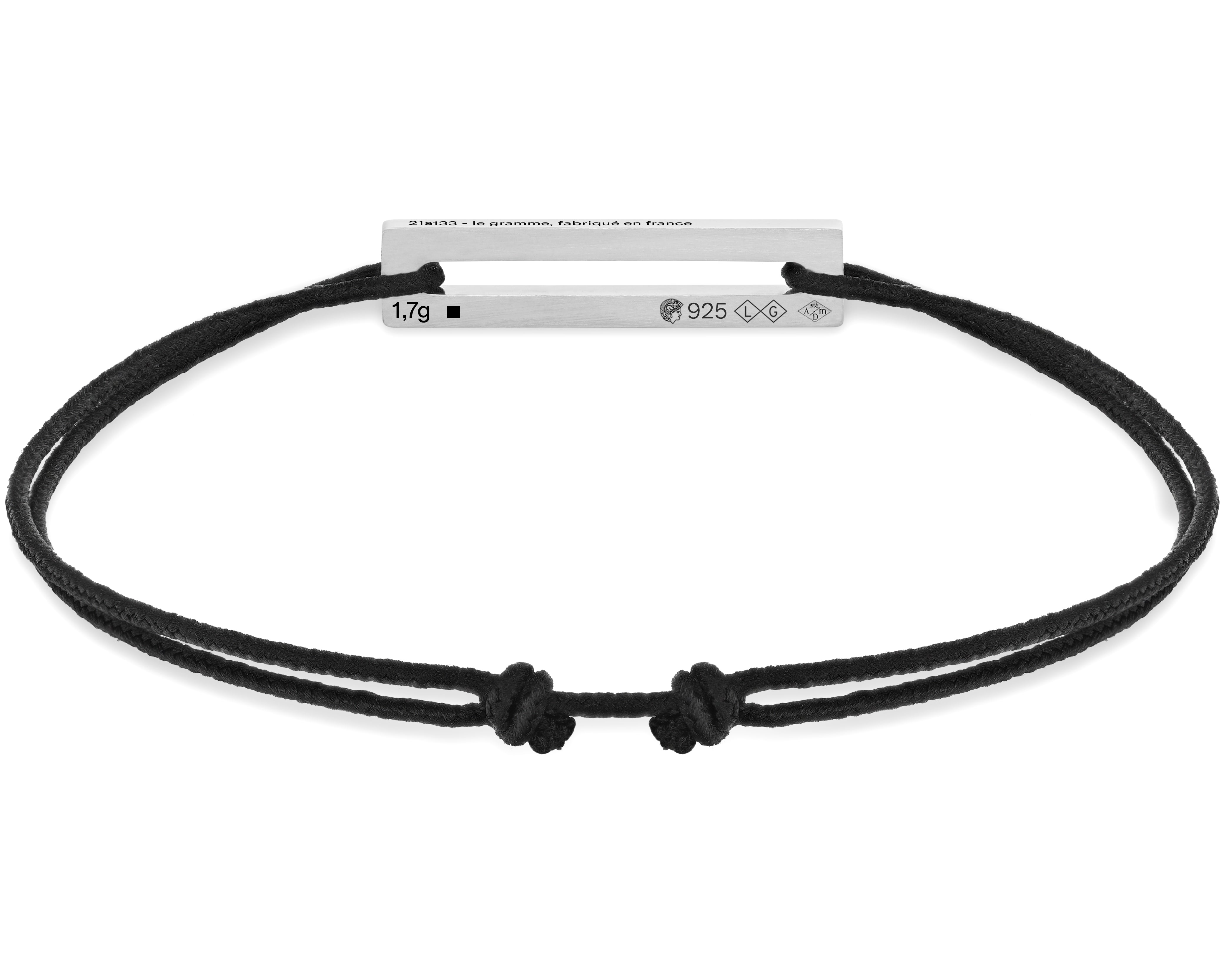 le-gramme-bracelet-cordon-noir-perfor-le-1-7g-serti-diamants image 2
