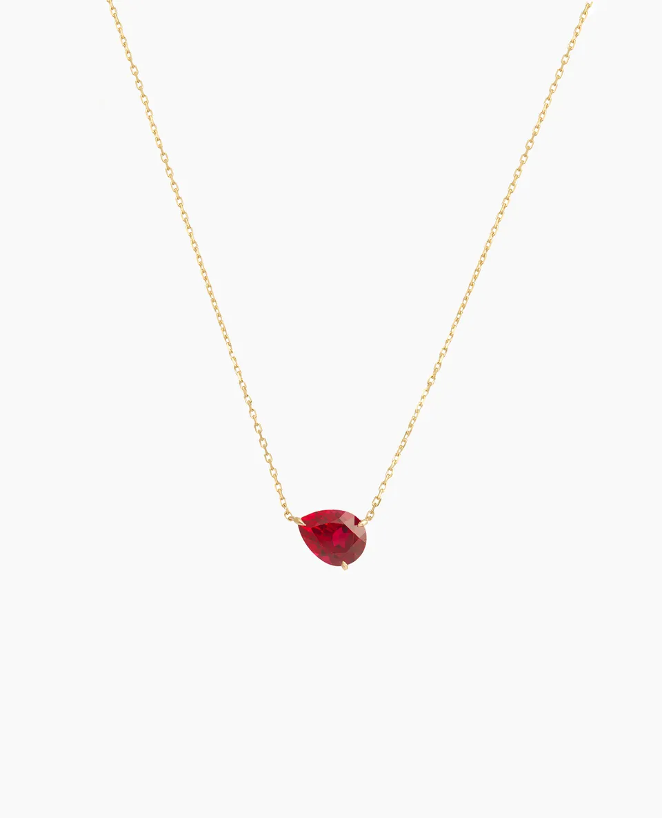 pers-e-paris-collier-iris-rubis-or-9-carats-poire-pench-e-1-carat image 1
