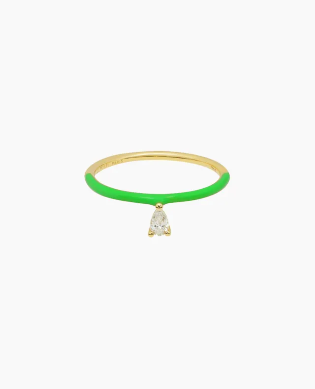 pers-e-paris-enamel-bague-vert-un-diamant-poire-or-18-carats image 1